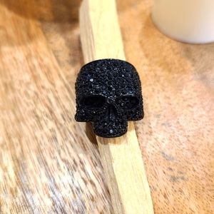 Black Swarovski Crystal Skull Ring - sz 7